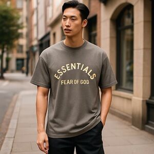 Essentials Fest Of God Heavyweight Cotton Jersey Short Sleeve Gray Tee Large